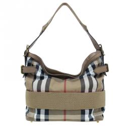 Pre Owned Burberry Beige Canvas House Check Prorsum Vintage Hobo