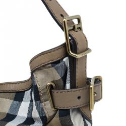 Pre Owned Burberry Beige Canvas House Check Prorsum Vintage Hobo