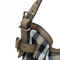 Pre Owned Burberry Beige Canvas House Check Prorsum Vintage Hobo