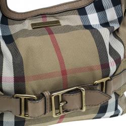 Pre Owned Burberry Beige Canvas House Check Prorsum Vintage Hobo