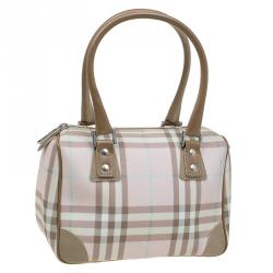 Pre Owned حقيبة بربري شيستر كانفاس مقوى كاروهات هاوس وردية