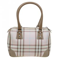 Pre Owned حقيبة بربري شيستر كانفاس مقوى كاروهات هاوس وردية