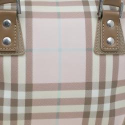 Pre Owned حقيبة بربري شيستر كانفاس مقوى كاروهات هاوس وردية