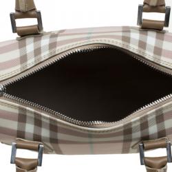 Pre Owned حقيبة بربري شيستر كانفاس مقوى كاروهات هاوس وردية