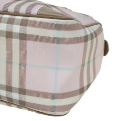 Pre Owned حقيبة بربري شيستر كانفاس مقوى كاروهات هاوس وردية