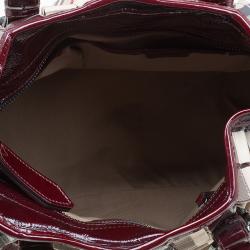 Pre Owned Burberry Burgundy Cartridge Nova Check Lowry Tote