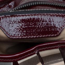 Pre Owned Burberry Burgundy Cartridge Nova Check Lowry Tote