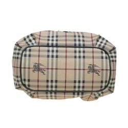 مملوكة مسبقًا حقيبة بربري كانفاس كاروهات هاي ماركت أخضر وبيج