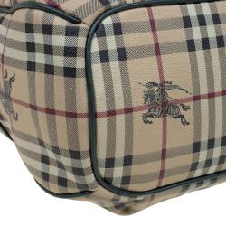 مملوكة مسبقًا حقيبة بربري كانفاس كاروهات هاي ماركت أخضر وبيج