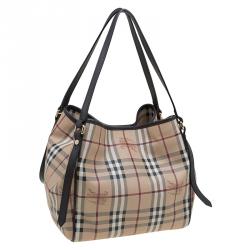 Pre Owned Burberry Beige Haymarket Check Coated Canvas Canterbury Tote