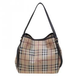 Pre Owned Burberry Beige Haymarket Check Coated Canvas Canterbury Tote
