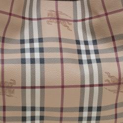 Pre Owned Burberry Beige Haymarket Check Coated Canvas Canterbury Tote