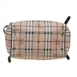 Pre Owned Burberry Beige Haymarket Check Coated Canvas Canterbury Tote