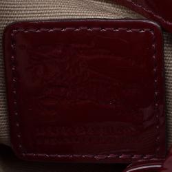 Pre Owned Burberry Beige/Burgundy Nova Check Canvas Brooke Hobo