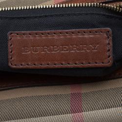 Pre Owned Burberry Brown House Check Leather Bridle Bowling Bag