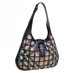 Pre Owned Burberry Black Nova Check Brooke Warrior Hobo