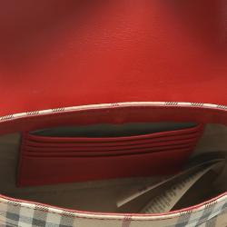 مملوكة مسبقًا Burberry Coral Haymarket Check Coated Canvas/Leather Tassel Mini Chain Crossbody Bag