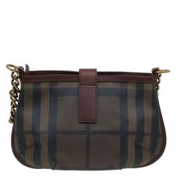 Pre Owned Burberry Brown Smoke Check Canvas Bartow Shoulder Bag