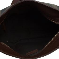 Pre Owned Burberry Brown Smoke Check Canvas Bartow Shoulder Bag