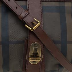 Pre Owned Burberry Brown Smoke Check Canvas Bartow Shoulder Bag