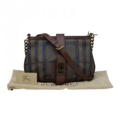 Pre Owned Burberry Brown Smoke Check Canvas Bartow Shoulder Bag