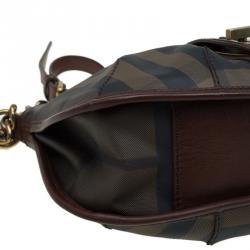 Pre Owned Burberry Brown Smoke Check Canvas Bartow Shoulder Bag