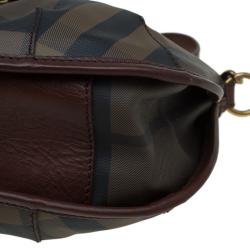 Pre Owned Burberry Brown Smoke Check Canvas Bartow Shoulder Bag