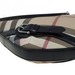 Pre Owned Burberry Beige/Black Nova Check Canvas Small Borton Hobo