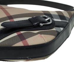 Pre Owned Burberry Beige/Black Nova Check Canvas Small Borton Hobo
