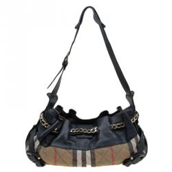 Pre Owned Burberry Black Quilted House Check Margaret Shoulder Bag