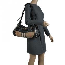 Pre Owned Burberry Black Quilted House Check Margaret Shoulder Bag