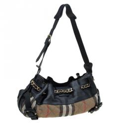 Pre Owned Burberry Black Quilted House Check Margaret Shoulder Bag