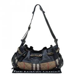 Pre Owned Burberry Black Quilted House Check Margaret Shoulder Bag
