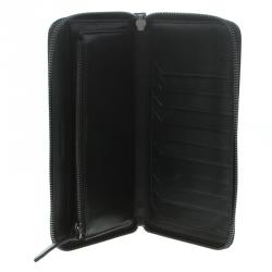 Pre Owned Burberry Black Beat Check Coated Canvas Zip Around Long Wallet