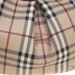 Pre Owned Burberry Beige Haymarket Check Canvas Rydal Hobo