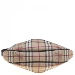Pre Owned Burberry Beige Haymarket Check Canvas Rydal Hobo