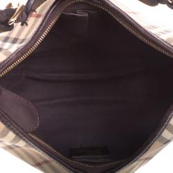 Pre Owned Burberry Beige Haymarket Check Canvas Rydal Hobo