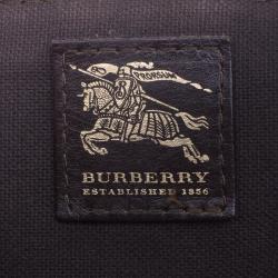 Pre Owned Burberry Beige Haymarket Check Canvas Rydal Hobo