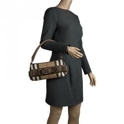 Pre Owned حقيبة بربري سلينغ كارتريدغ صغيرة قماش كاروهات هاوس فينتدج بنية