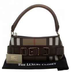 Pre Owned حقيبة بربري سلينغ كارتريدغ صغيرة قماش كاروهات هاوس فينتدج بنية