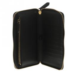 Pre Owned Burberry Black House Check Grain Leather Zip Around Wallet