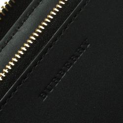Pre Owned Burberry Black House Check Grain Leather Zip Around Wallet