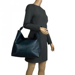 Pre Owned Burberry Emerald Green Grain Leather Lindburn Hobo