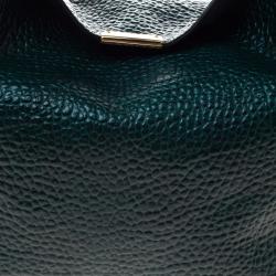Pre Owned Burberry Emerald Green Grain Leather Lindburn Hobo