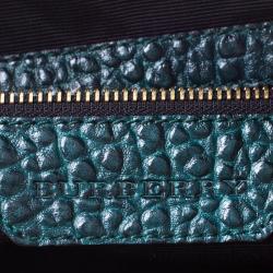Pre Owned Burberry Emerald Green Grain Leather Lindburn Hobo