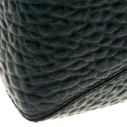 Pre Owned Burberry Emerald Green Grain Leather Lindburn Hobo