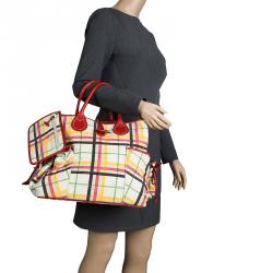 Pre Owned Burberry Multicolor House Check Canvas Tote