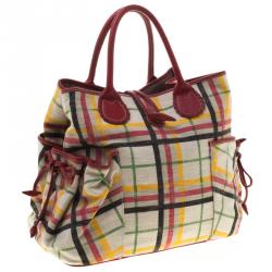 Pre Owned Burberry Multicolor House Check Canvas Tote