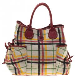Pre Owned Burberry Multicolor House Check Canvas Tote