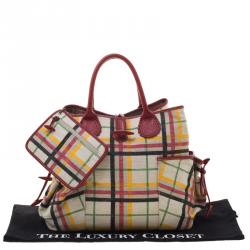 Pre Owned Burberry Multicolor House Check Canvas Tote